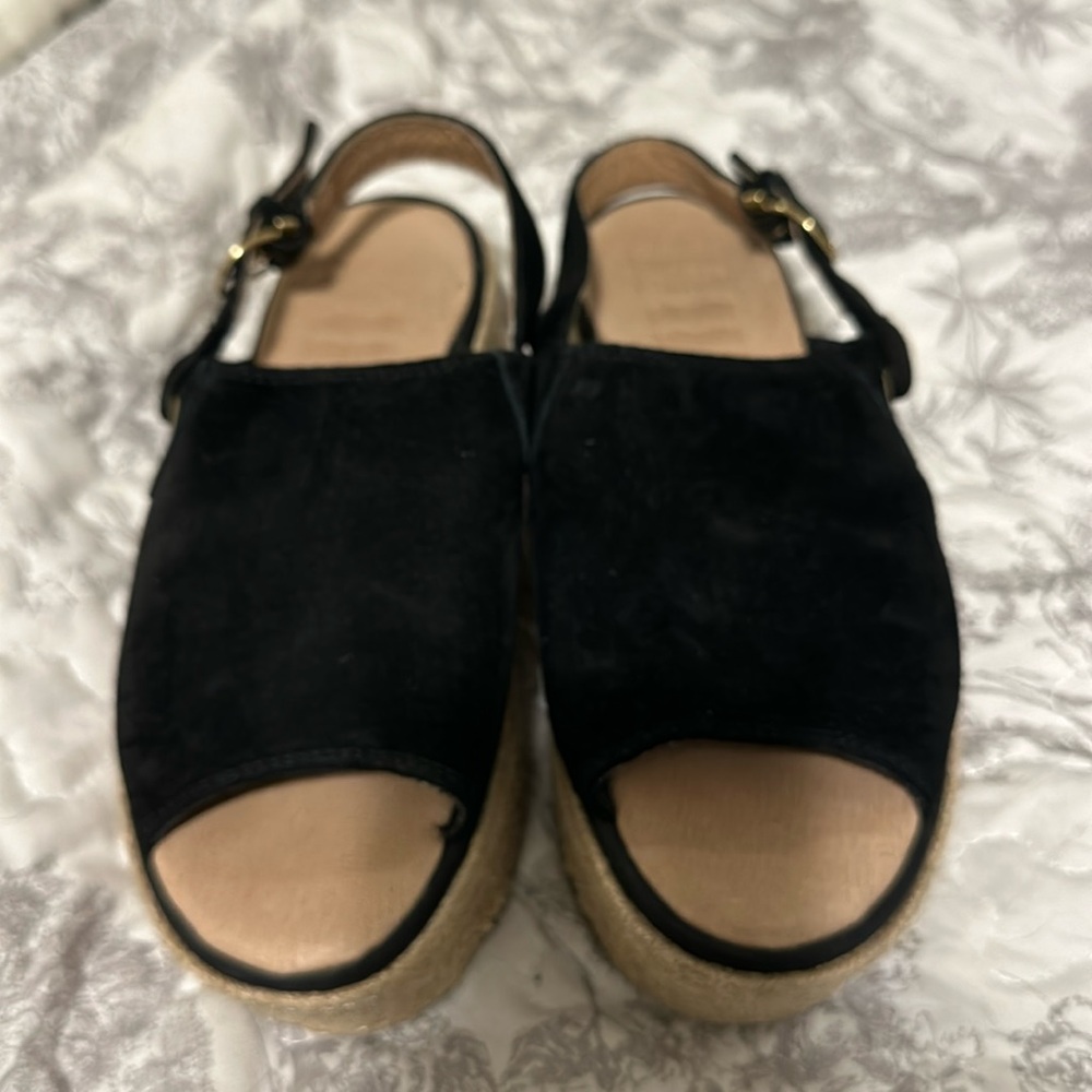 Black Suede Sperry Platform Sandals